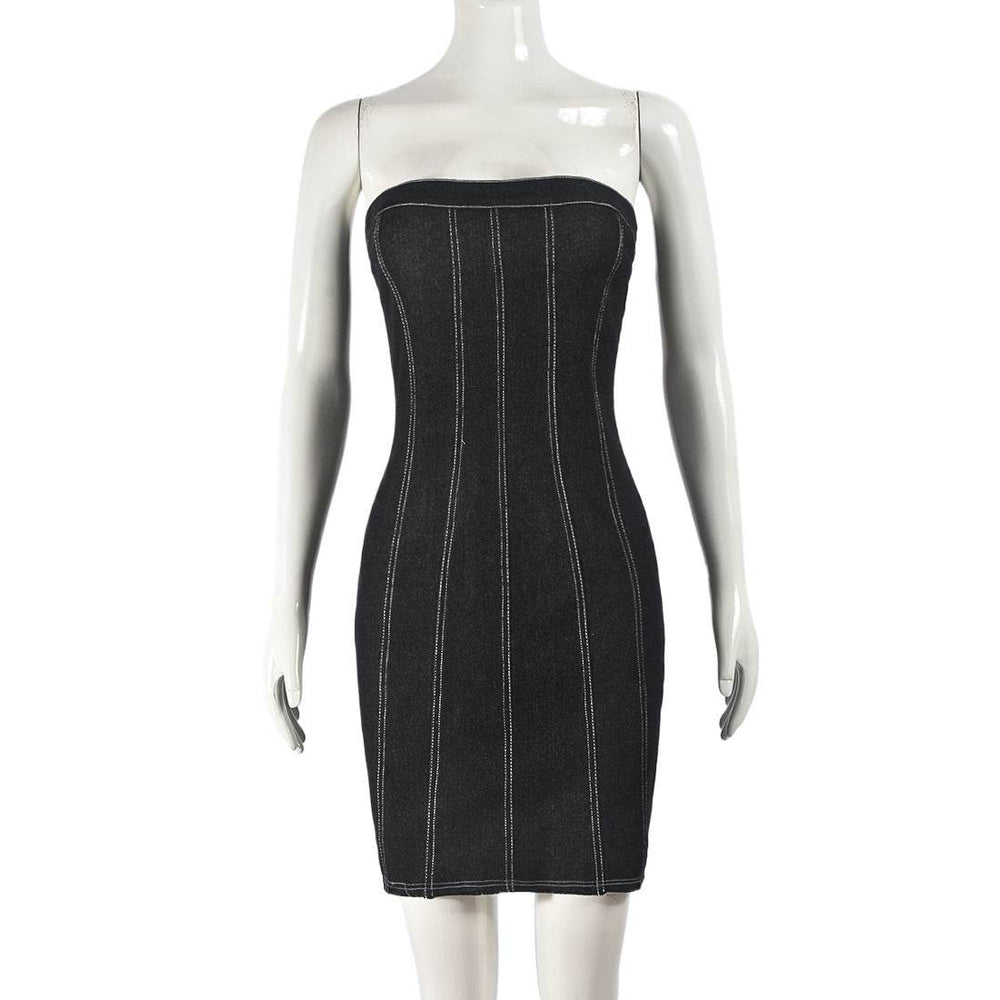 Fashion Backless Tube Denim Dress Summer Sexy Y2K Slim Short Dresses For Women Clothing - EX-STOCK Canada