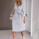 Autumn And Winter V-neck Long Sleeve Knitted sweater Wrap Dress - EX-STOCK Canada