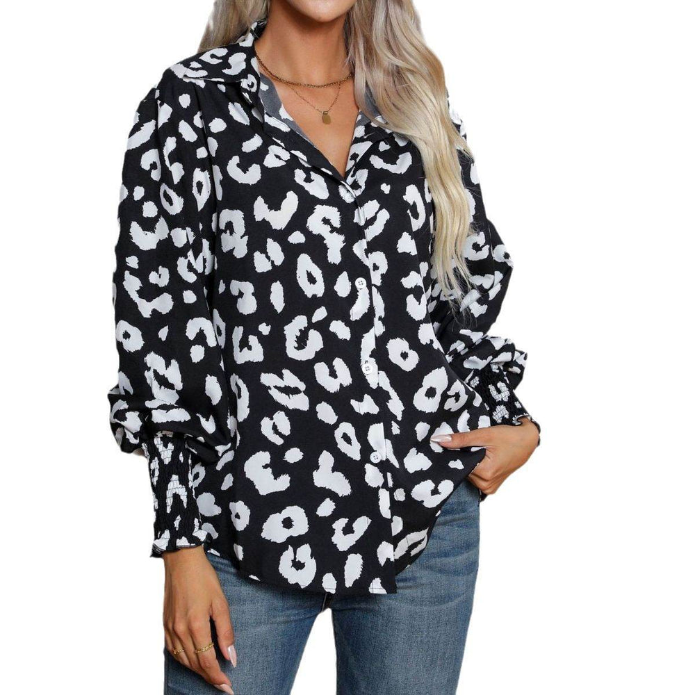 Leopard Print Lantern Sleeve Blouse Shirt top for Women - EX-STOCK Canada