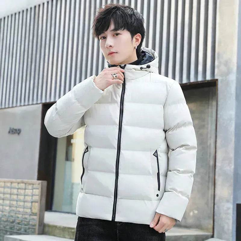 Men's Hooded Short Rain Puffer Jacket Fleece-lined Cotton Padded coat - EX-STOCK Canada