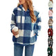 Casual Thick Fleece Plush half zip Plaid Hoodie Pullover top for women - EX-STOCK CANADA