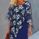 Printed  Floral Chiffon Fashion Straight Cut Modest  Dress - EX-STOCK CANADA