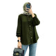 Muslim Ice Silk Wrinkle Stand-up Collar Literary Vintage Cardigan Loose Shirt Women - EX-STOCK Canada