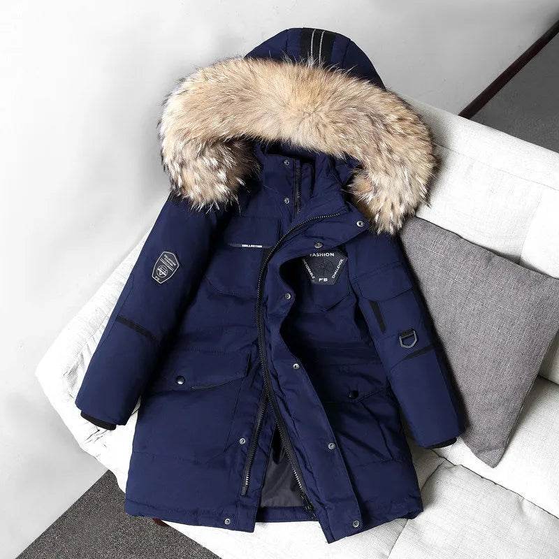 Children's Down Jacket Windproof Thick Fur Collar Winter Coat Jacket - EX-STOCK Canada