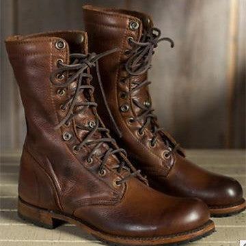 Men's & Women's Lace-Up Combat Boots | Mid-Calf Knight Boots Brown & Black