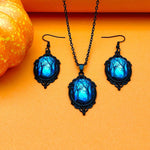 3pcs Vintage Halloween Tree Of Life And Witch Necklace Set With Earrings Alloy Pendant Jewelry - EX-STOCK Canada