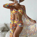 3pcs Pring Bikini With Long Sleeve Cardigan Fashion Summer Beach Swimsuit Women - EX-STOCK Canada