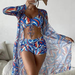 3pcs Pring Bikini With Long Sleeve Cardigan Fashion Summer Beach Swimsuit Women - EX-STOCK Canada
