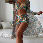 3pcs Pring Bikini With Long Sleeve Cardigan Fashion Summer Beach Swimsuit Women - EX-STOCK Canada