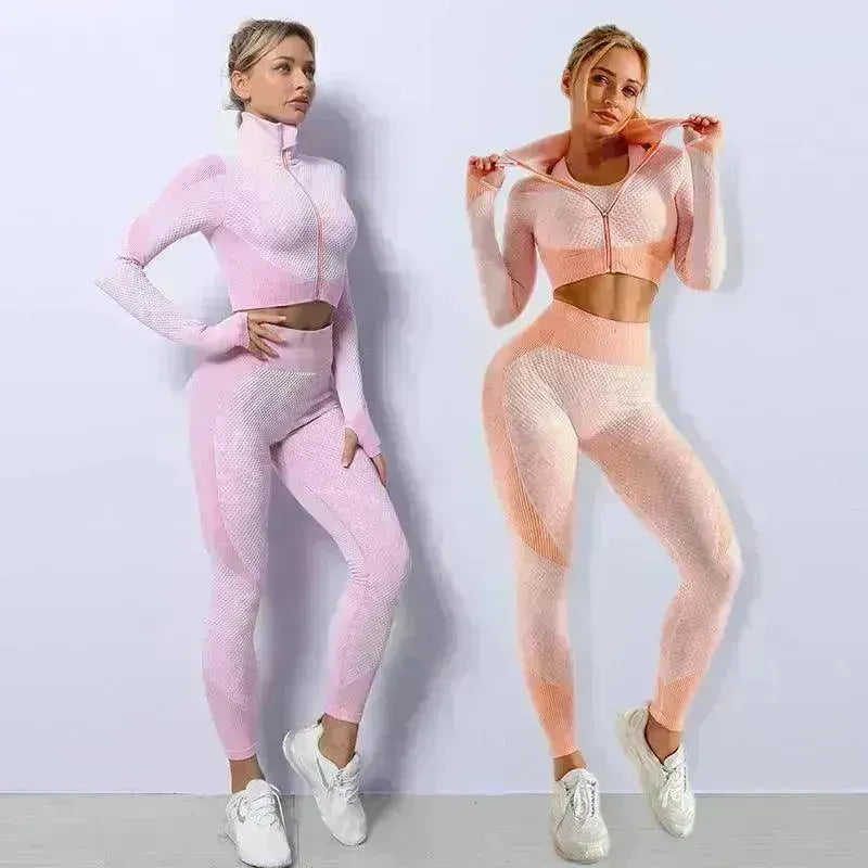 3PCS Yoga Set Seamless Sport Set Women Gym Clothing Leggings Women Crop Top Sports Bra Women Fitness Gym Set Womens Outfits Tracksuit - EX-STOCK CANADA