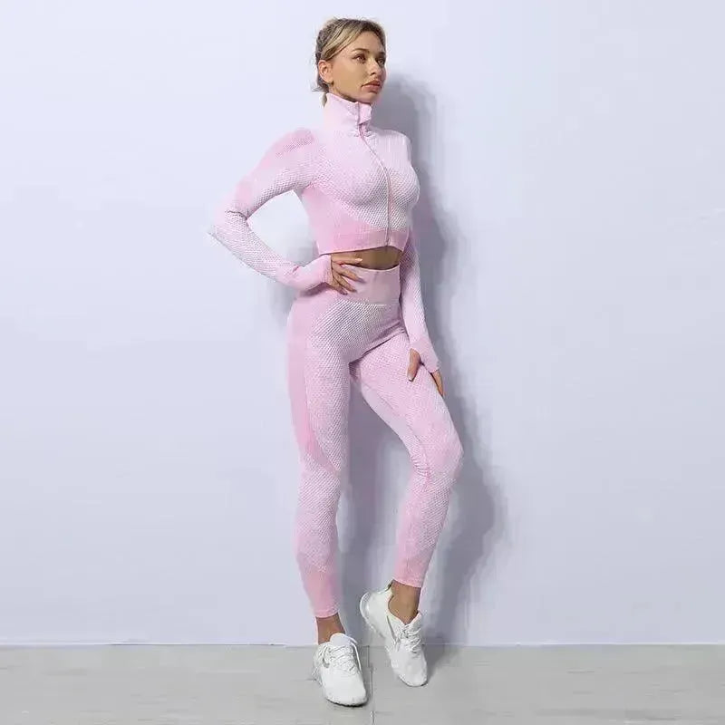 3PCS Yoga Set Seamless Sport Set Women Gym Clothing Leggings Women Crop Top Sports Bra Women Fitness Gym Set Womens Outfits Tracksuit - EX-STOCK CANADA