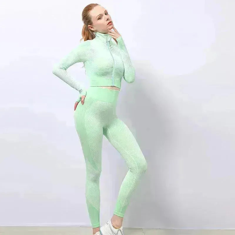 3PCS Yoga Set Seamless Sport Set Women Gym Clothing Leggings Women Crop Top Sports Bra Women Fitness Gym Set Womens Outfits Tracksuit - EX-STOCK CANADA