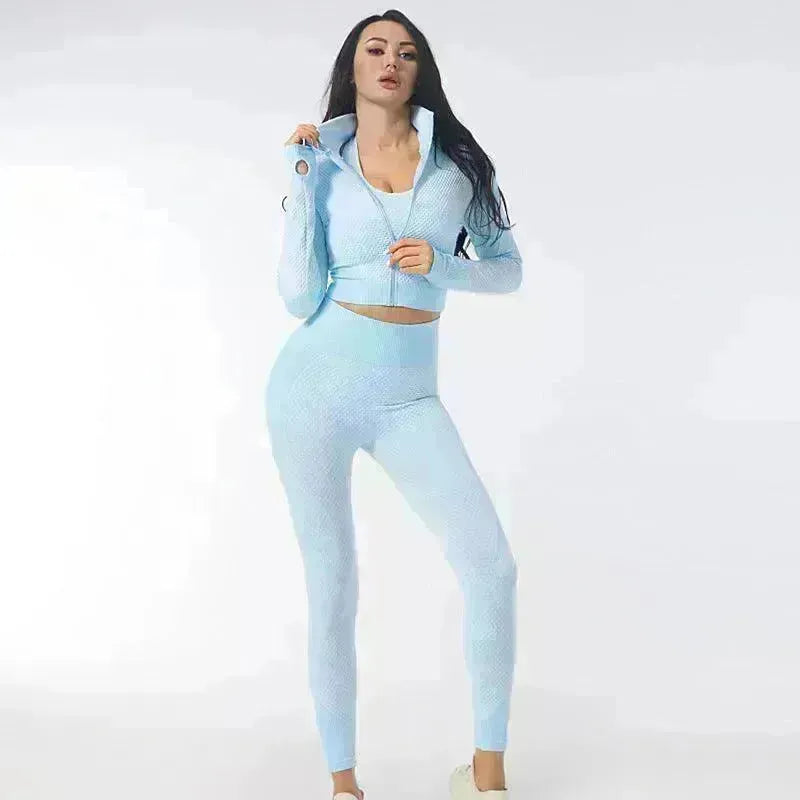 3PCS Yoga Set Seamless Sport Set Women Gym Clothing Leggings Women Crop Top Sports Bra Women Fitness Gym Set Womens Outfits Tracksuit - EX-STOCK CANADA