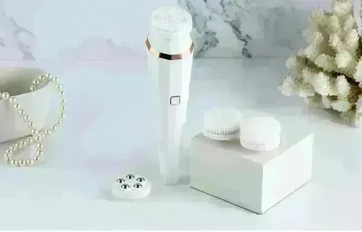 4 In 1 USB Rechargeable Electric Facial Cleansing Brush Soft Skin Care Portable Massager Face Brush Deep Cleaning Device - EX-STOCK CANADA