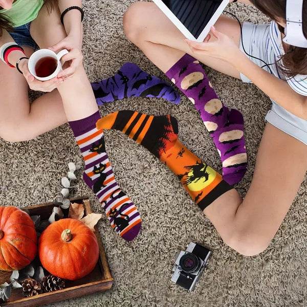 6 Pairs Halloween Christmas Socks For Men Women Girls Funny Pumkin Spider Black Cat Cotton Sock Set - EX-STOCK Canada