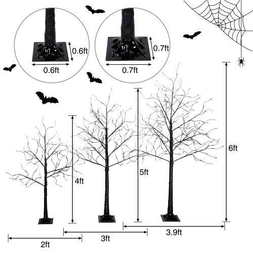 3 Pac Halloween Spooky Tree With Purple Lights, 4FT 5FT And 6FT, Lighted Black Tree For Halloween Decoration - EX-STOCK Canada