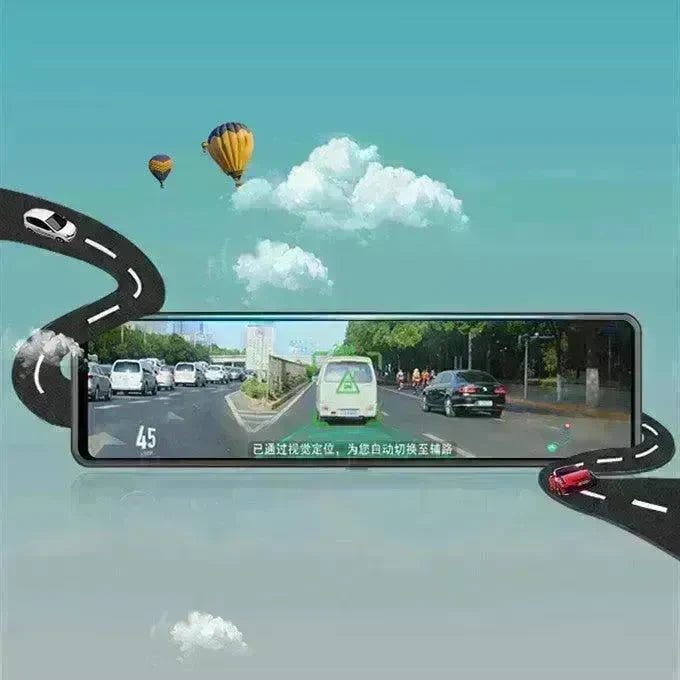 Smart 170 wide angle Bluetooth, GPS, Speed monitoring, collision sensing, front and back view, reversing image Rearview Mirror Tachograph Double Recording Dashcam HDR Backup Camera for cars - EX-STOCK CANADA