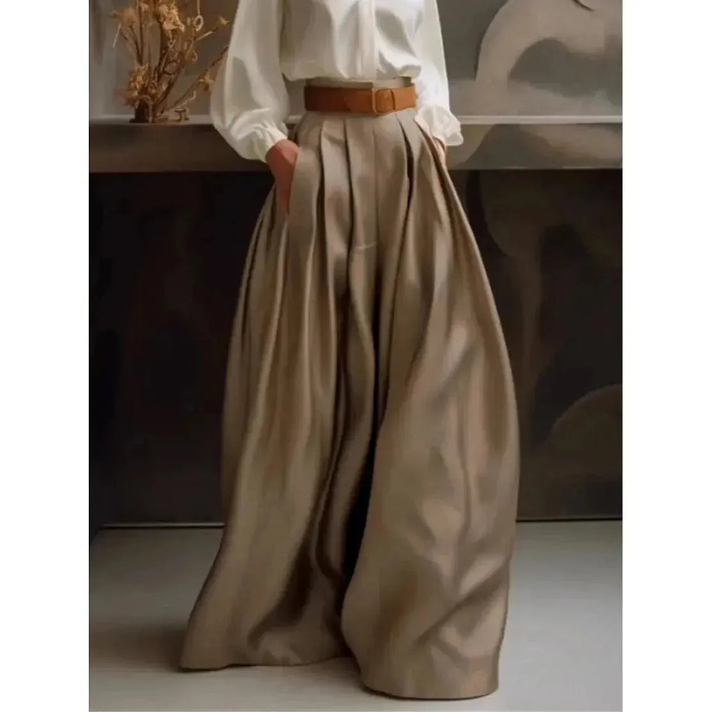 Loose Wide Leg Solid Color Casual Trousers Bottoms Palazzo Trousers - EX-STOCK CANADA