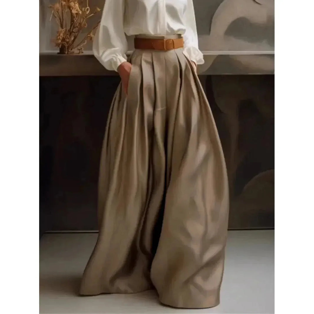 Loose Wide Leg Solid Color Casual Trousers Bottoms Palazzo Trousers - EX-STOCK CANADA