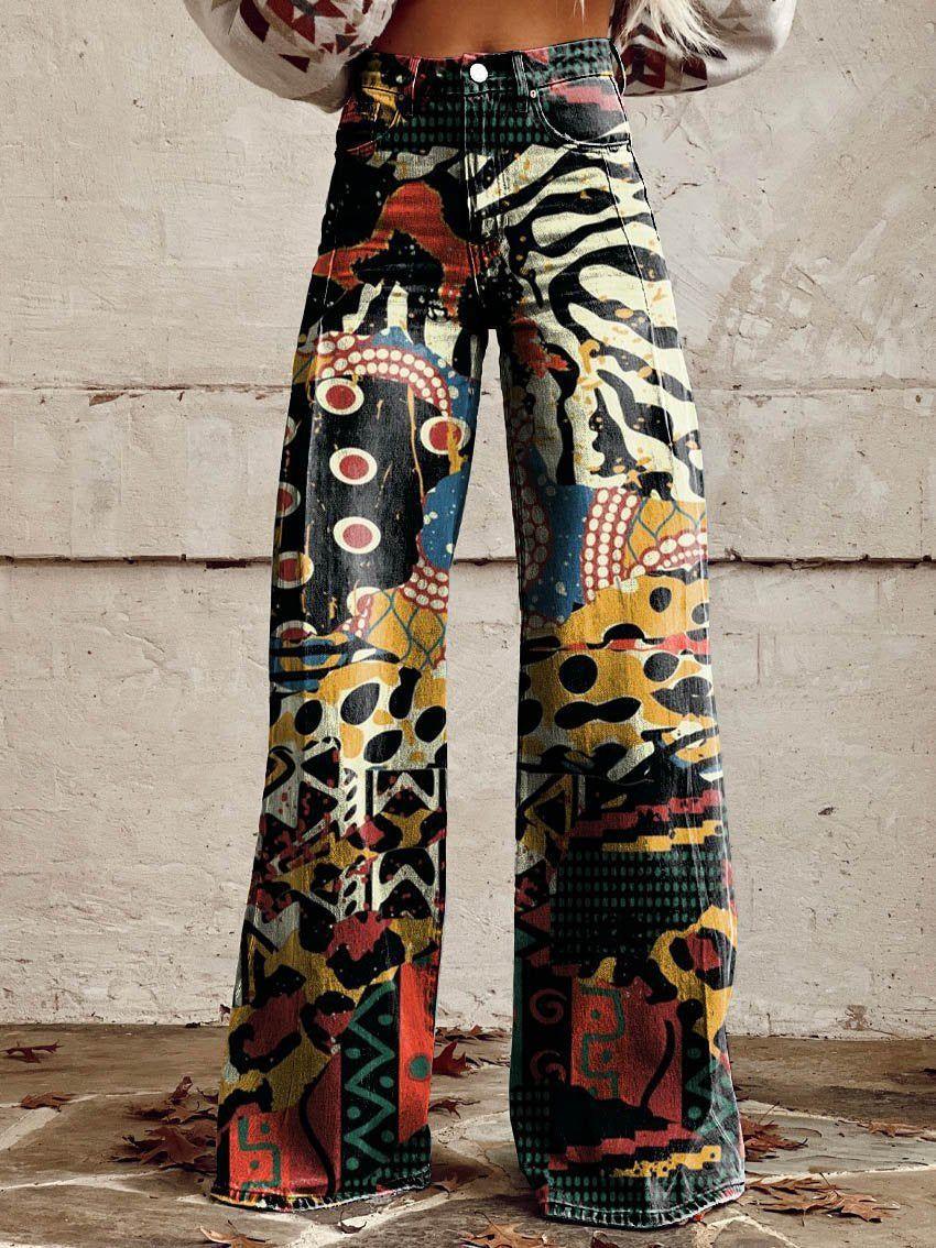 Horn Simulation Denim Trousers Loose Pants For Women 