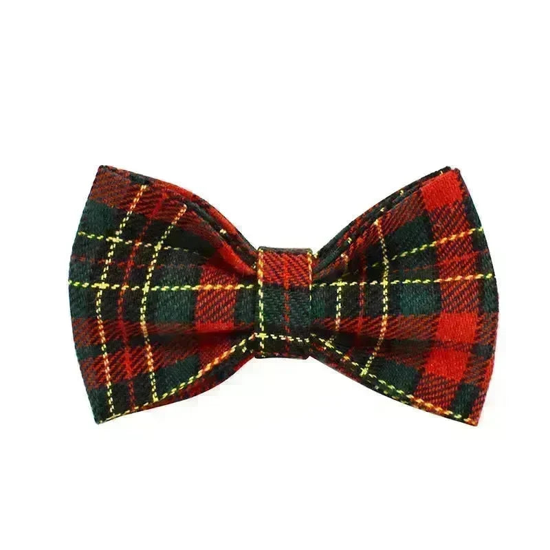 Christmas Pet Collar Plaid With Green Background Dog Rope Leash Suit - EX-STOCK CANADA