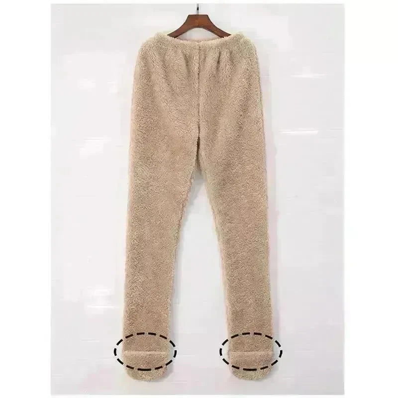 Women Coral Fleece Socks Leggings Winter Warm Sleepwear Ankles Knees Guard Women Home Pants Thick Pajamas Pant - EX-STOCK CANADA