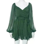 Women's Solid Color Chiffon Slim Fit Short Dress Mini Skater Flared Dress for Chic Ladies - EX-STOCK CANADA