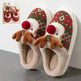 Cute Christmas Elk Plush Slippers Winter Ins Fashion Non-slip Floor Bedroom Home Slippers For Women Fuzzy House Shoes - EX-STOCK CANADA