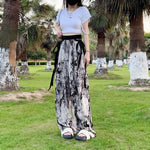 New Painting Ice Silk Wide-leg Baggy Trouser Pants Summer Women - EX-STOCK Canada