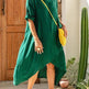 Women Maxi Dress Neck Pocket Summer Loose Casual Baggy Robe Female Retro Long Dresses - EX-STOCK CANADA