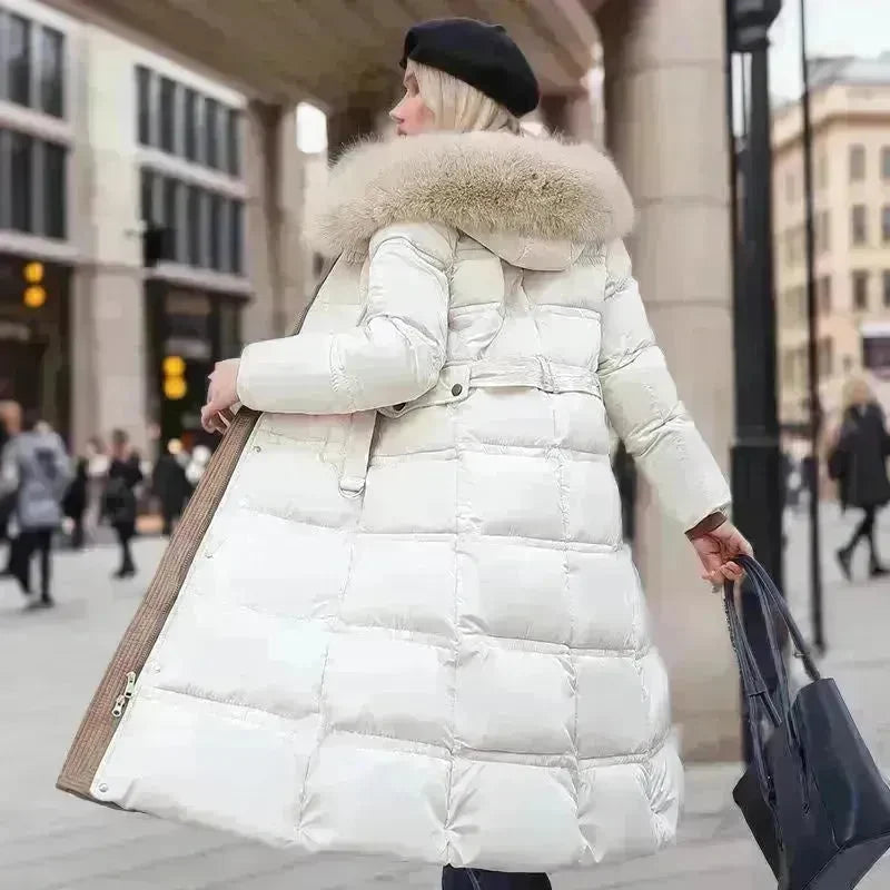 Women's Mid Length Fur Hoodie Winter Jacket Coat - EX-STOCK CANADA