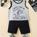 Summer Trendy Boys Letter Fist Print Sleeveless Casual Pants Suit Sleeveless two piece for boys Daddy and me outfit - EX-STOCK Canada
