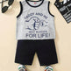 Summer Trendy Boys Letter Fist Print Sleeveless Casual Pants Suit Sleeveless two piece for boys Daddy and me outfit - EX-STOCK Canada
