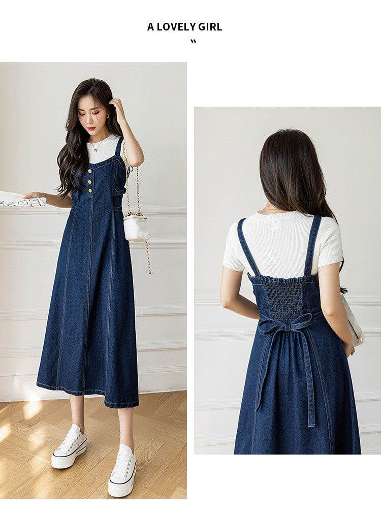 Spring And Autumn New Korean Style Casual All-matching Jeans Suspender Dress EX-STOCK Canada 