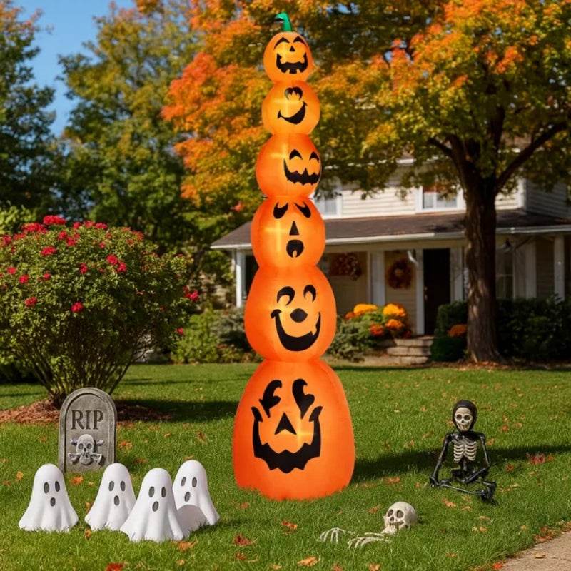 9FT Halloween Inflatable Stacked Pumpkins, Blow Up 6 Pumpkins Inflatable With Built-in LED Lights Outdoor Decorations Large Party Yard Decoration - EX-STOCK Canada