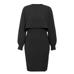 Women 2pcs Winter Outfit Cashmere dress Cropped Pullover top - EX-STOCK Canada