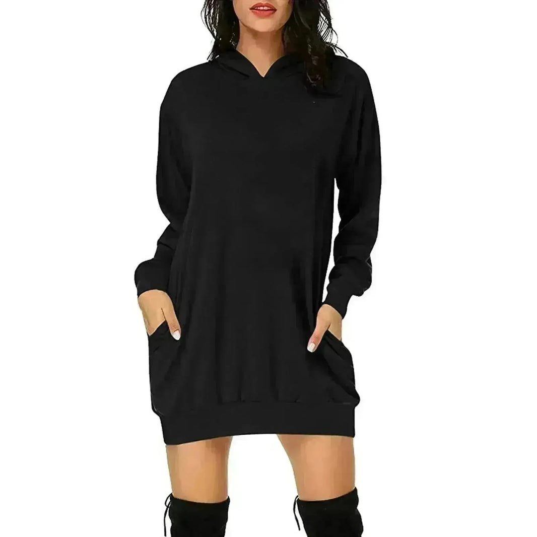 Women Solid Color Hat Dress Sweater Loose Feature Long Sleeves - EX-STOCK CANADA