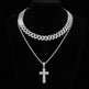 Full Diamond Cross Pendant Cuban Link Chain - EX-STOCK CANADA