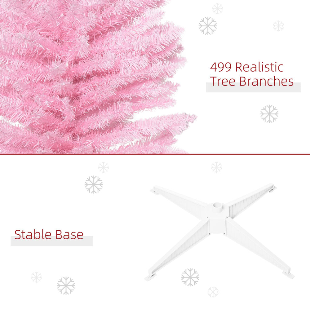 7' Pencil Christmas Tree, Slim Artificial Xmas Tree With Realistic Branches, Sturdy Metal Stand, Pink EX-STOCK Canada 