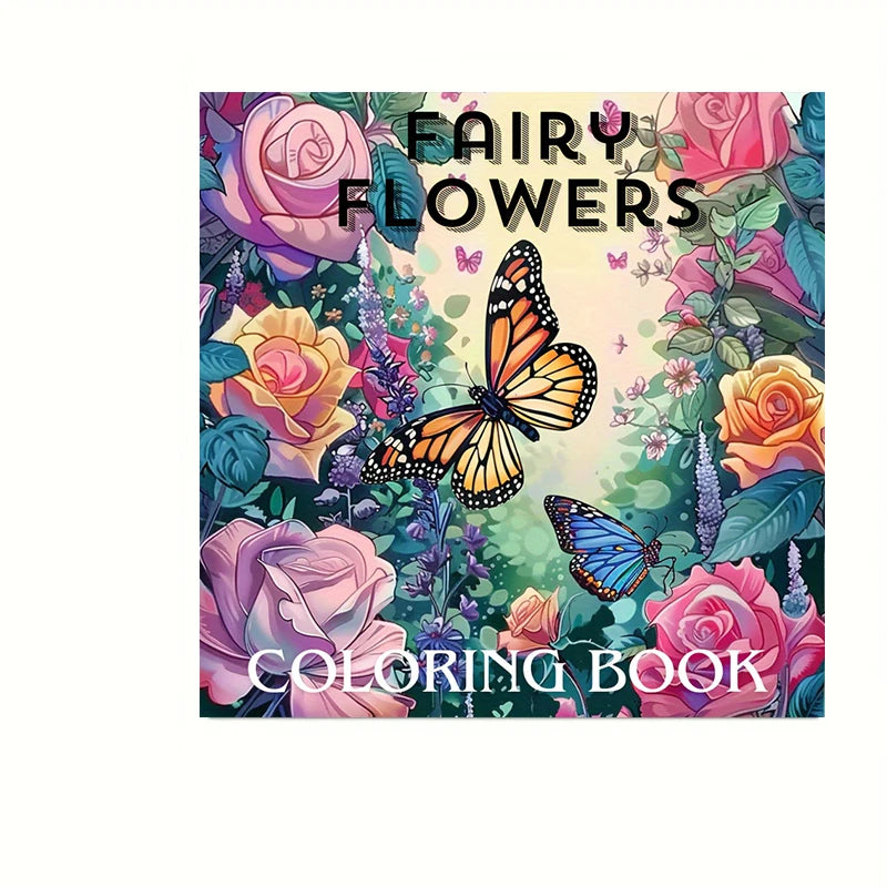 Fairy Flowers Coloring Book for Adults – 28 Pages Stress Relief Colouring Book (20x20cm) 4