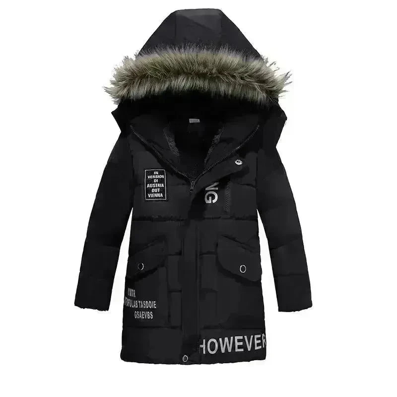 Winter Children's Trendy Cotton-padded Jacket Mid-length Letter Cotton-padded Coat - EX-STOCK CANADA