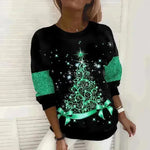 Christmas Tree Print Casual Loose Top - EX-STOCK CANADA