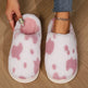 Cute Cow Spotted Plush Slippers Winter Warm Non-slip Bedroom Floor Fuzzy Slipper Couple Women House Shoes - EX-STOCK Canada