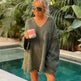 Women's Fashion V-neck Long-sleeve Knitwear 2-color Sweater dress - EX-STOCK CANADA