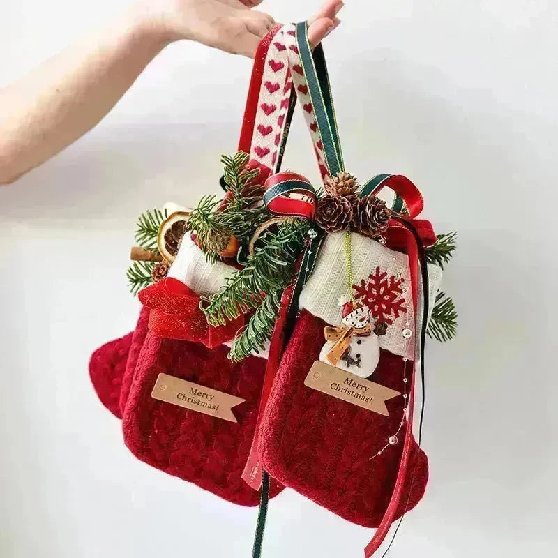 Christmas Decoration Knitted Christmas Stockings Scene Layout - EX-STOCK CANADA