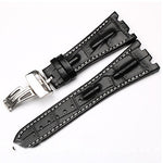 Black Royal Oak Style Genuine Leather Watch Strap – 28mm Butterfly Clasp