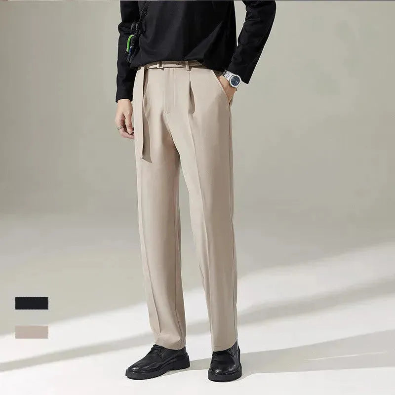 Detachable Belt Draping Wide-leg Suit Chinos Trouser For Men - EX-STOCK CANADA