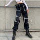 White Stripe Cargo Pants Women Trousers Pockets Patchwork Contrast Color High Waist Pants Hip Hop Capris - EX-STOCK Canada