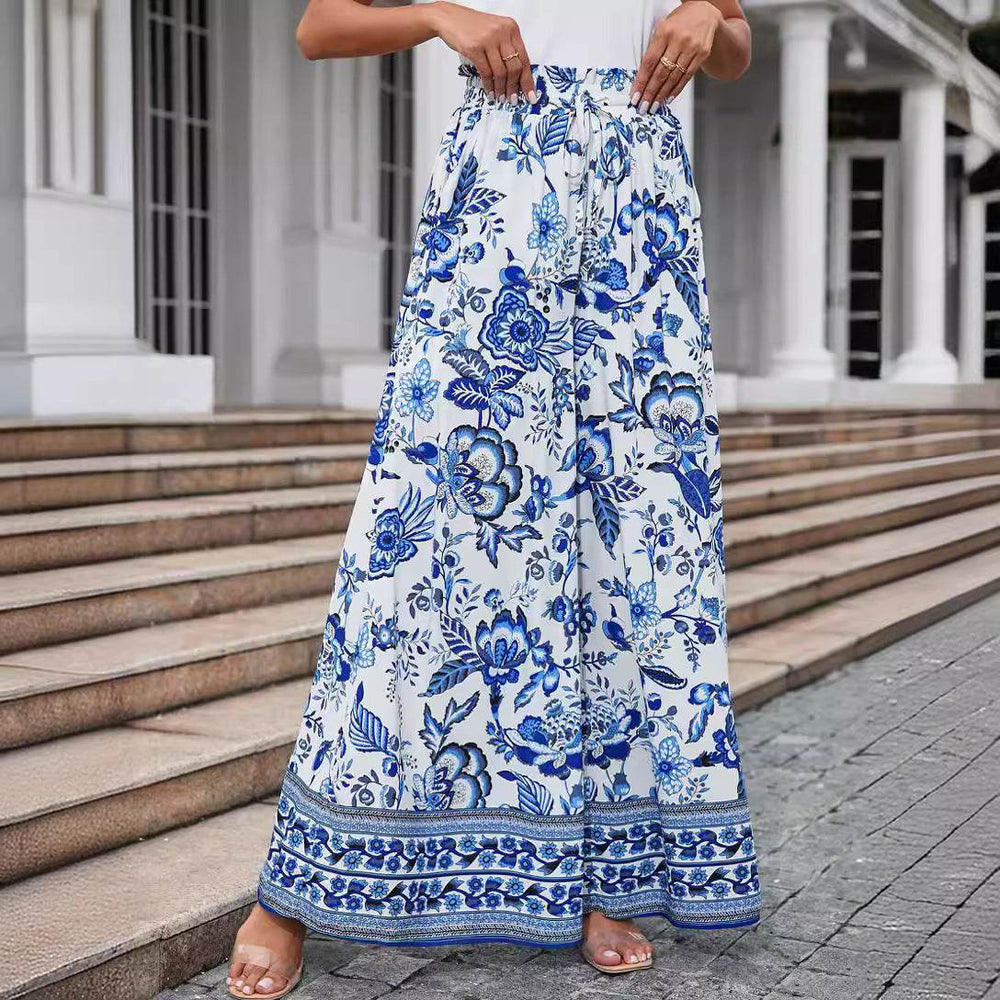 Printed Comfortable Casual High Waist Wide-leg Floral Palazzo Trousers women - EX-STOCK Canada