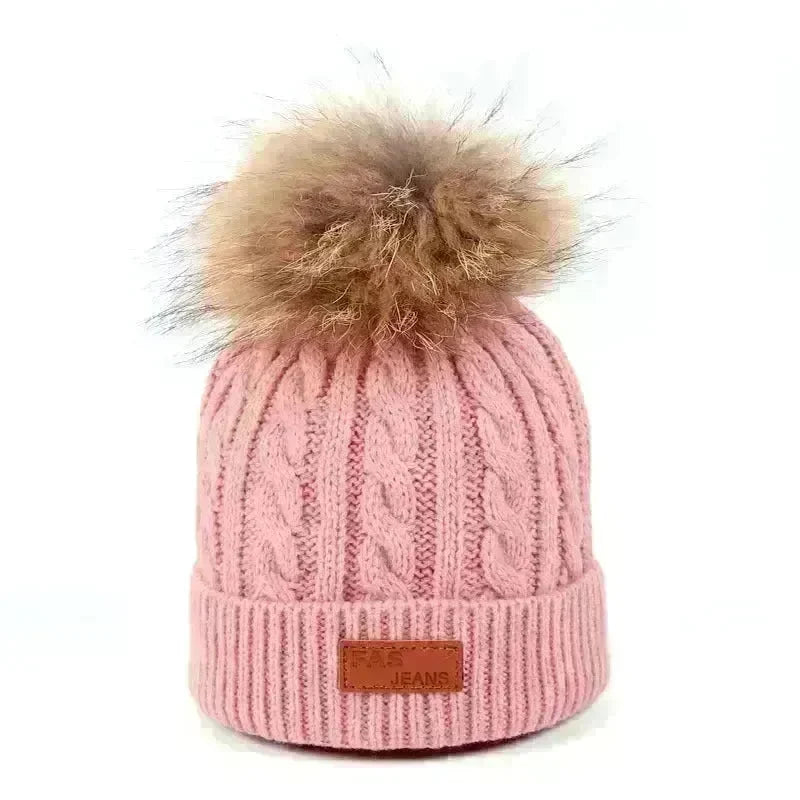 Children Winter Hat kids beanies Kids winter hat baby boy and girl warm woolen beanies faux fur beanies - EX-STOCK CANADA